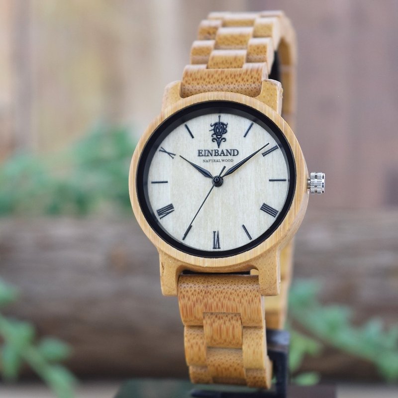 EINBAND Reise Bamboo 32mm Wooden Watch - นาฬิกาคู่ - ไม้ สีนำ้ตาล