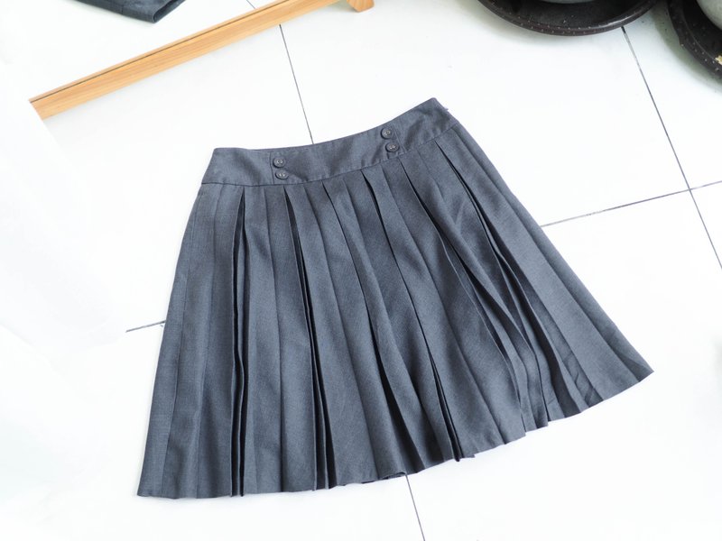 獨立象灰青澀春季優雅女人 古董棉質百褶裙A字裙 skirt - 裙子/長裙 - 棉．麻 灰色