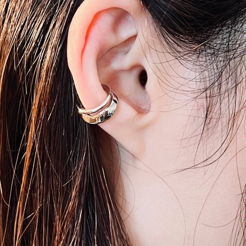 【LAZY DAWN】double layered ear cuff C016~イヤーカフ★2021FW Gift] Double-layered design painless ear cuff, unisex