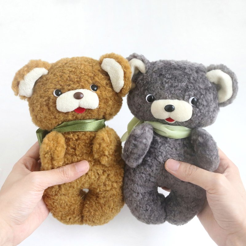 (材料包附影片) 昭和小熊玩偶 布偶材料包 - 編織/羊毛氈/布藝 - 其他材質 灰色