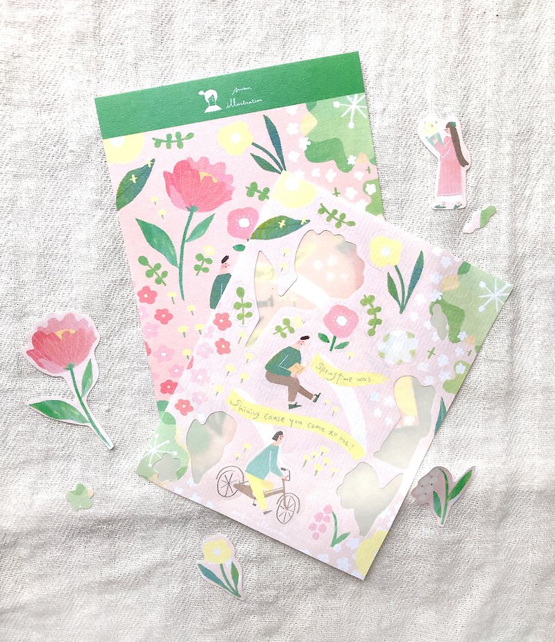 ///Spring Garden ///Postcards with stickers - Stickers - Paper Multicolor