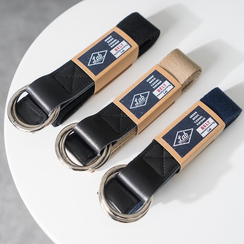 Six-color metal double-circle leather canvas belt belt Tide brand belt Canvas belt - เข็มขัด - ไนลอน 