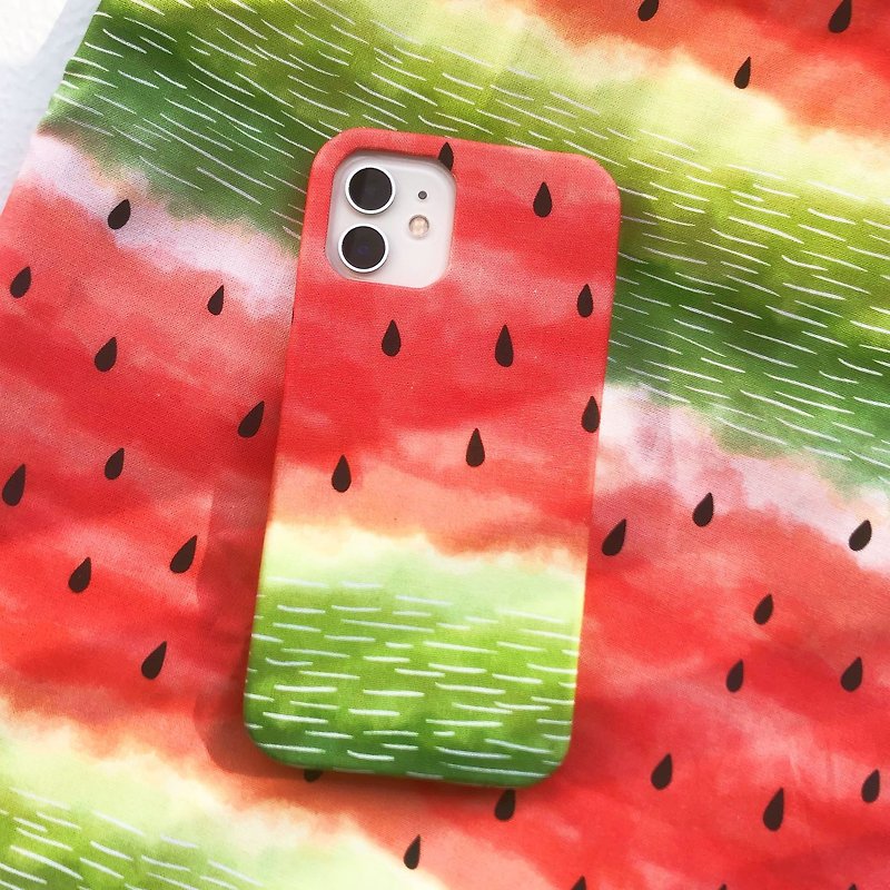 西瓜可愛布藝 手工做 布面 iPhone手機殼 可客製 - 手機殼/手機套 - 棉．麻 紅色