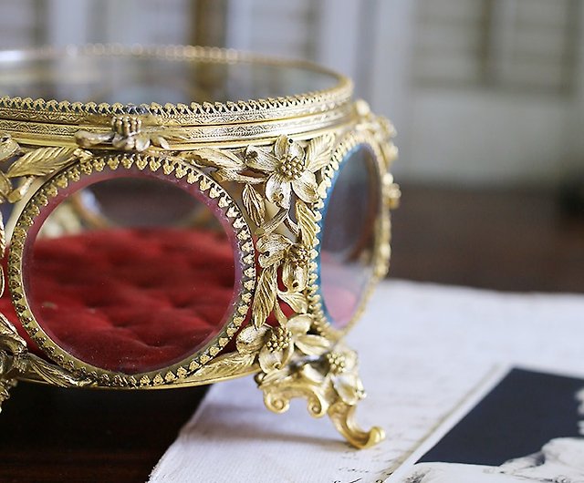 antique glass jewelry box
