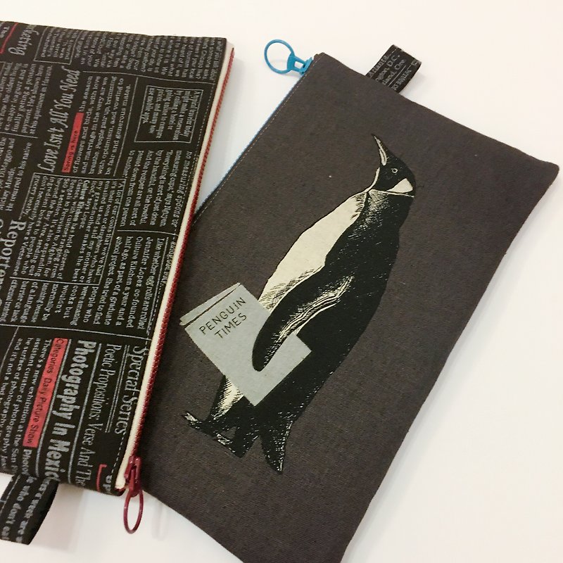 Mr. Penguin Universal Bag - กระเป๋าเครื่องสำอาง - ผ้าฝ้าย/ผ้าลินิน สีดำ