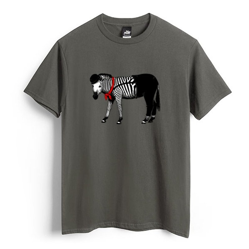 Zebra mime - dark gray - Unisex T-Shirt - เสื้อยืดผู้ชาย - ผ้าฝ้าย/ผ้าลินิน 