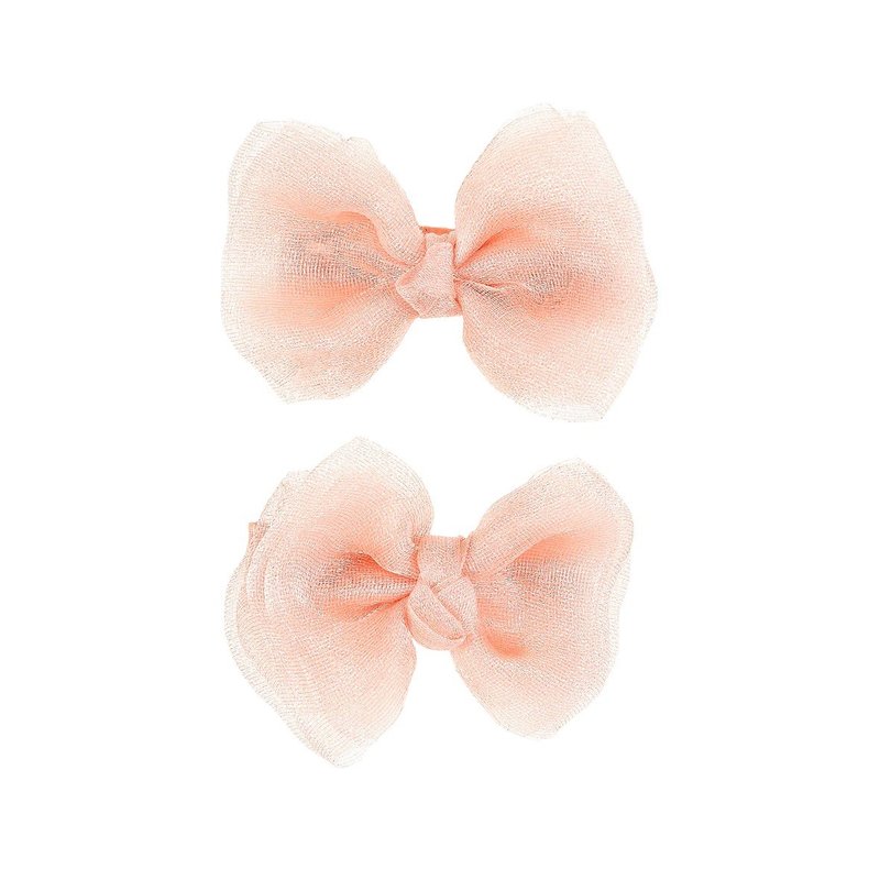 Dutch Souza light pink gauze butterfly hair clip set - Hair Accessories - Nylon Pink