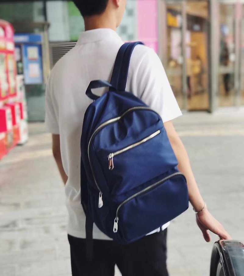 Classic large-capacity backpack/travel backpack/student schoolbag unisex-multicolor optional#1024 - กระเป๋าเป้สะพายหลัง - วัสดุกันนำ้ สีน้ำเงิน