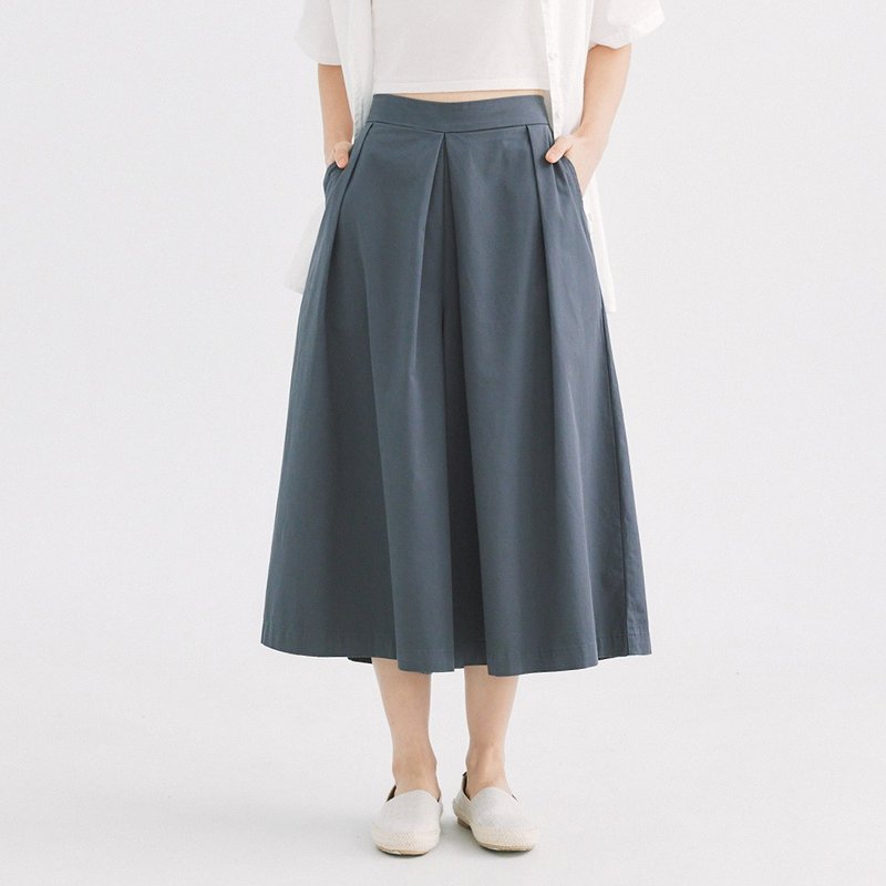 【Simply Yours】Pleated cotton pleated wide-leg pants gray F - กางเกงขายาว - ผ้าฝ้าย/ผ้าลินิน สีเทา