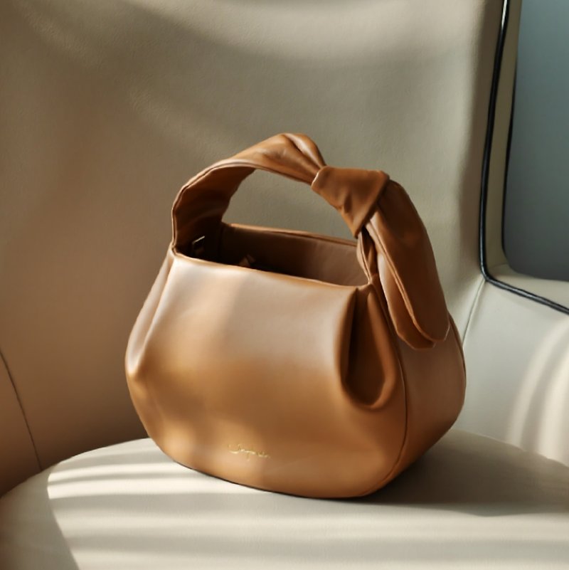 Garrett Bag in Tan Nappa Leather - Handbags & Totes - Genuine Leather Brown