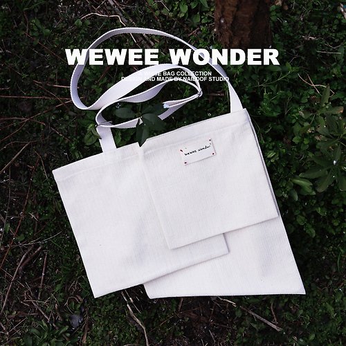 wewee wonder 白色帆布袋 斜挎包 a white bag #040 疊加帆布包