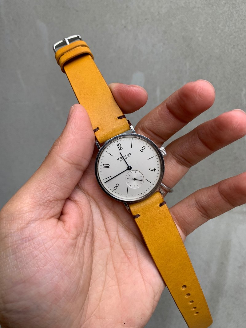 簡約款 皮革錶帶 牛皮錶帶 Nomos Timex Knot riki citizen - 錶帶 - 真皮 黃色