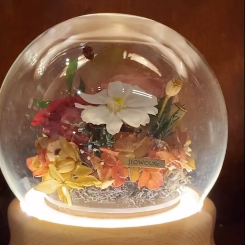 藍芽音箱 夜燈 旋轉 永生花 - 乾燥花/永生花 - 植物．花 粉紅色