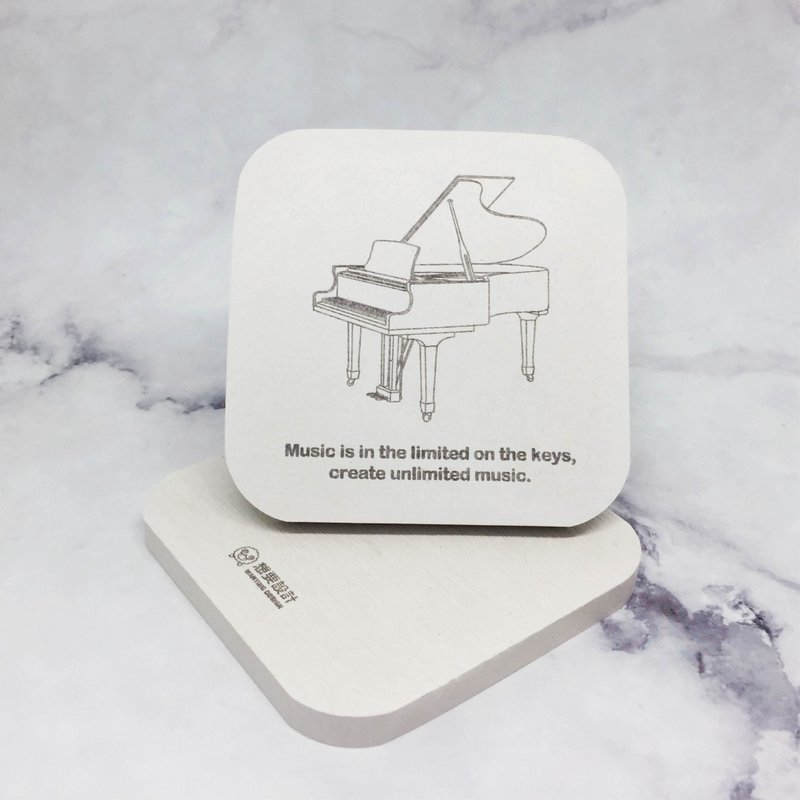 WD musical instrument diatomaceous earth coaster Chinese music / Western music - Coasters - Other Materials White