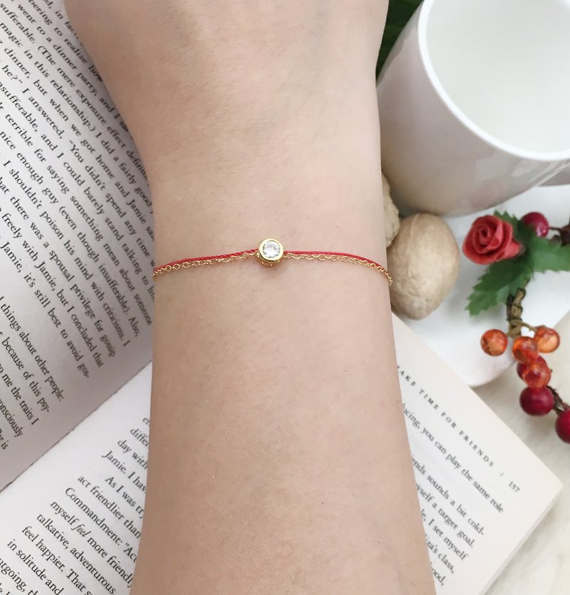 Chain rope red line bracelet gold round package with diamonds single diamond diamond design marriage moon old happiness line - Bracelets - Polyester 