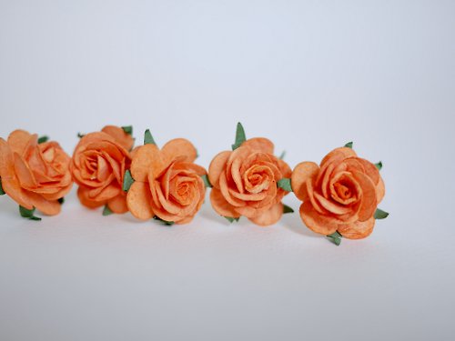 makemefrompaper Paper Flower, 50 pcs., DIY handmade mulberry rose size 2.5 cm., orange color.