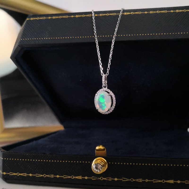 2.3ct 歐泊 蛋白石 集寶石之美於一身 油畫般油彩 純銀項鍊 禮物 - 項鍊 - 純銀 透明