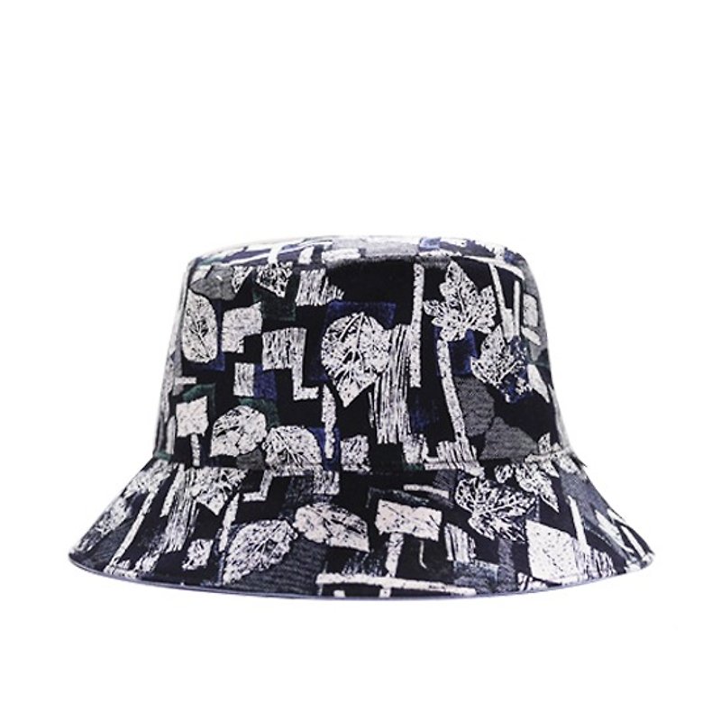 Leaves printed double-sided fisherman's hat - Hats & Caps - Other Materials Black