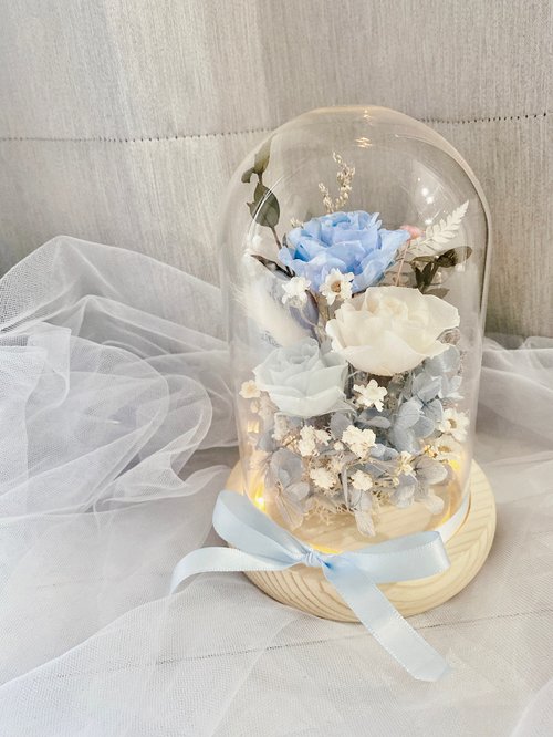 花天使 Floral.angelia 永生花｜不凋花｜乾燥花｜生活美學 療癒的藍玫瑰 浪漫永生玫瑰玻璃花燈 情人節 生日 七夕
