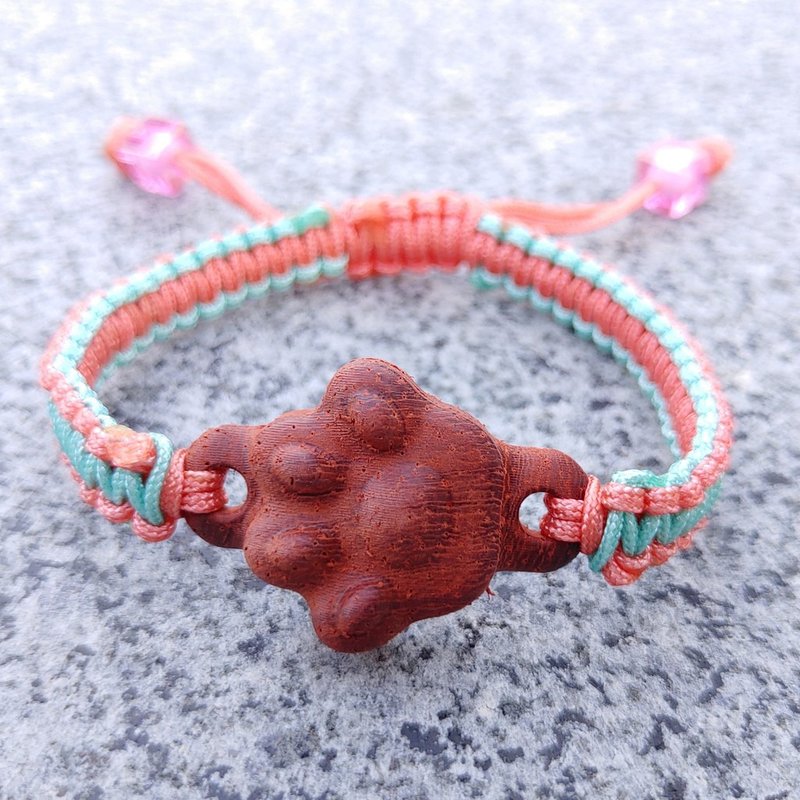 Milimit creative DIY wooden sensor bracelet cat meat ball red leisure card card - Bracelets - Wood Red