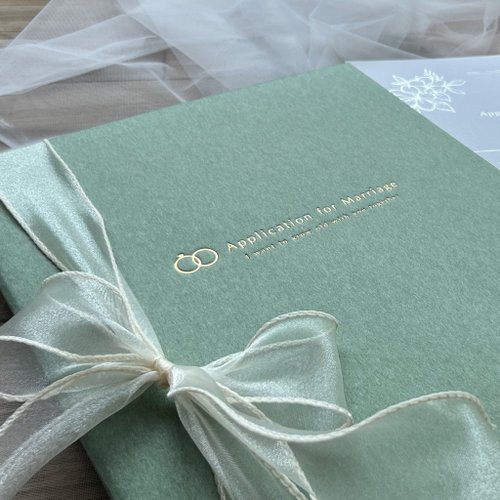 Follow LuLu客製插畫 【24h快速出貨】-結婚書約/結婚證書/書約套組-永恆-松綠 - 異性