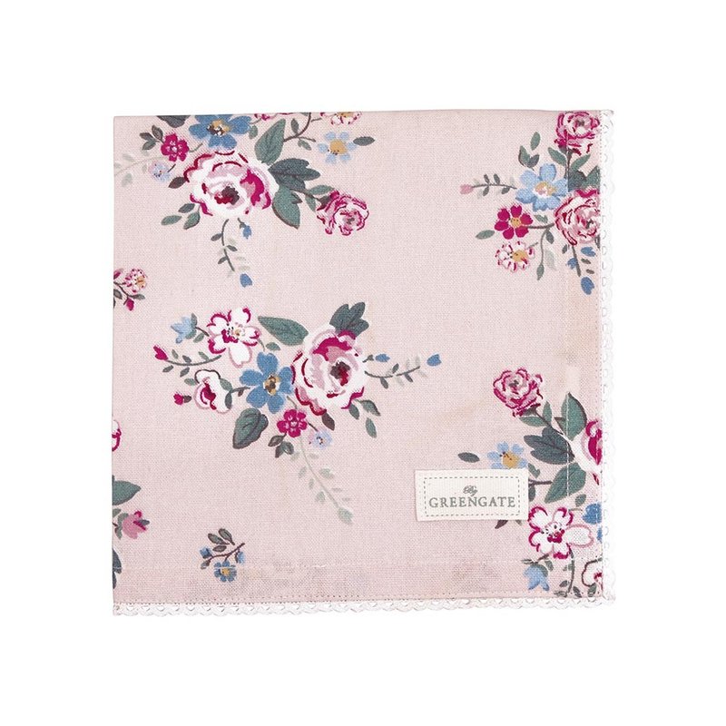 Danish GreenGate Inge-Marie pale pink lace napkin/tea towel - ผ้ารองโต๊ะ/ของตกแต่ง - ผ้าฝ้าย/ผ้าลินิน หลากหลายสี