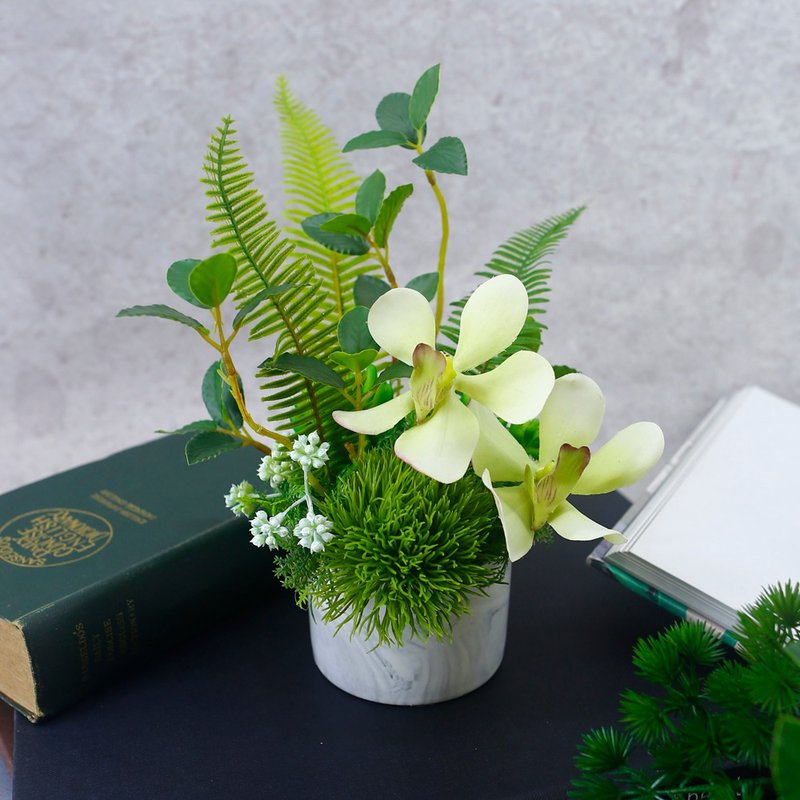 Green Vanda Orchid Fragrance Flower Arrangement/Realistic Flowers/Flower Gifts/Flower Delivery/Artificial Flowers/Never Fading - ตกแต่งต้นไม้ - วัสดุอื่นๆ 