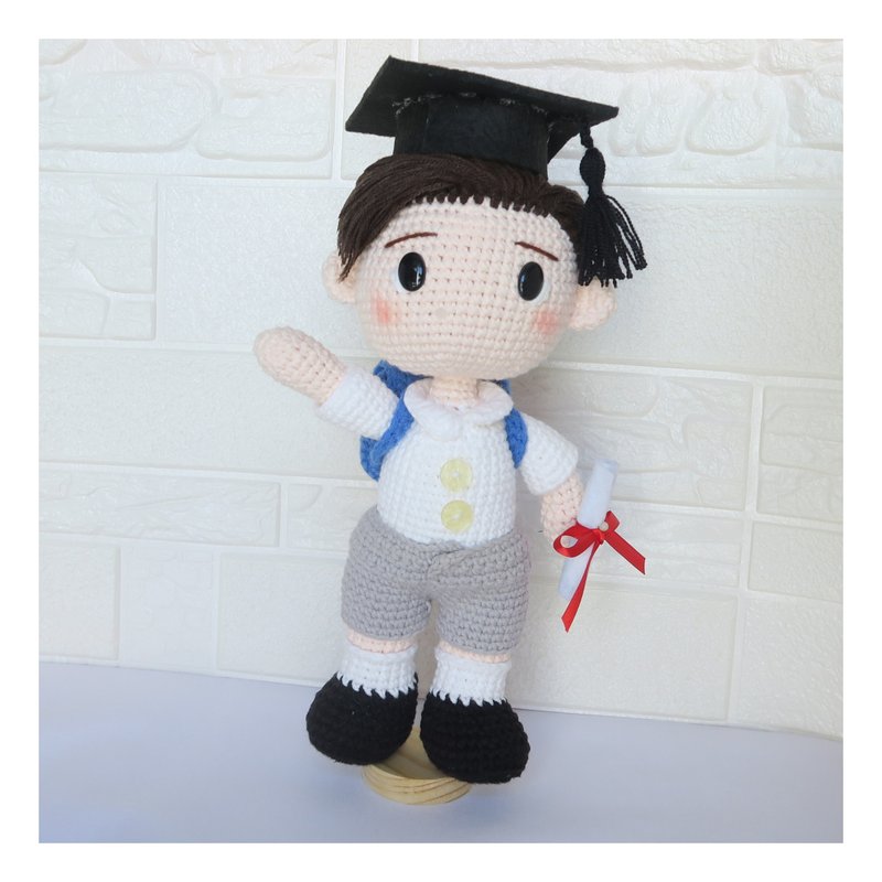 鈎織幼稚園/小學畢業公仔~訂制 - 公仔/玩偶 - 棉．麻 白色