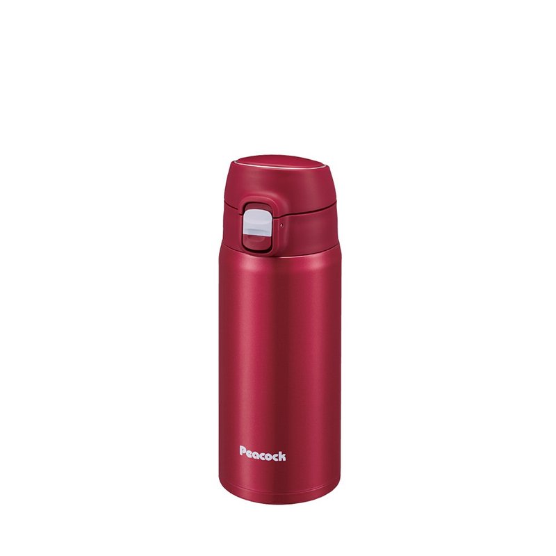 [Peacock] 400ML insulated cup/insulated cup with locking pop-up lid for direct drinking - burgundy red - กระบอกน้ำร้อน - สแตนเลส สีแดง