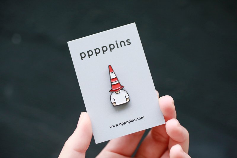 Cone Boy (Grey) Enamel Pin - Brooches - Other Metals Red