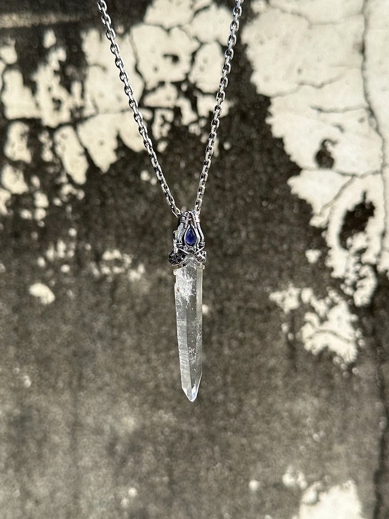 Cordierite Crystal Knife Necklace - Necklaces - Crystal White