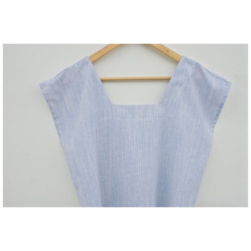 Cotton | Light blue square neck shirt - Women's Tops - Cotton & Hemp Blue