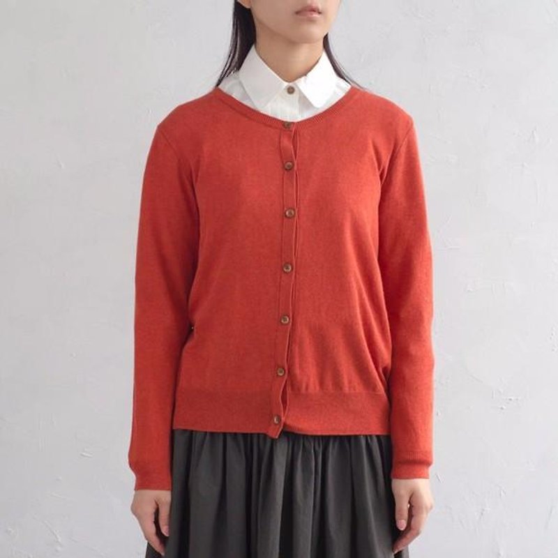 草木染針織外套 茜染 - 毛衣/針織衫 - 其他材質 紅色