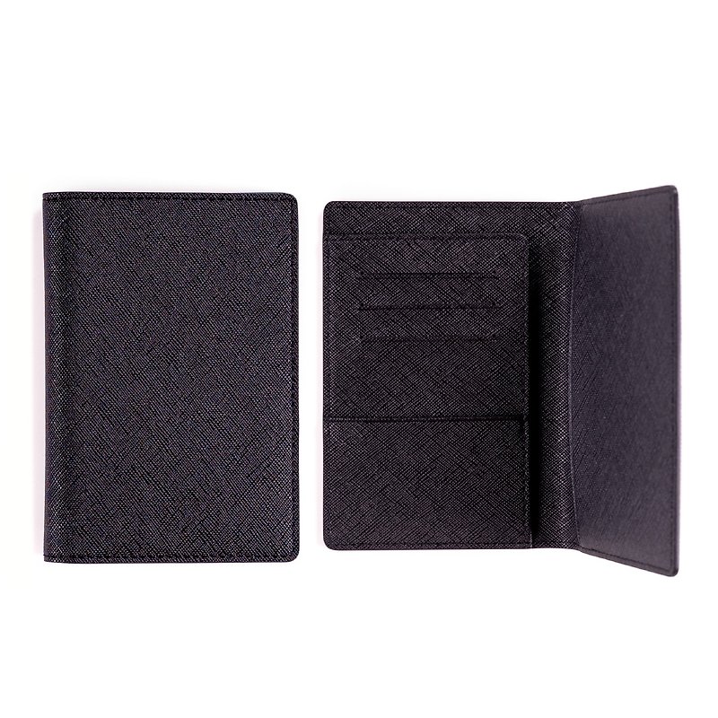 Classic leather passport holder can be embossed with optional color - Passport Holders & Cases - Genuine Leather Black