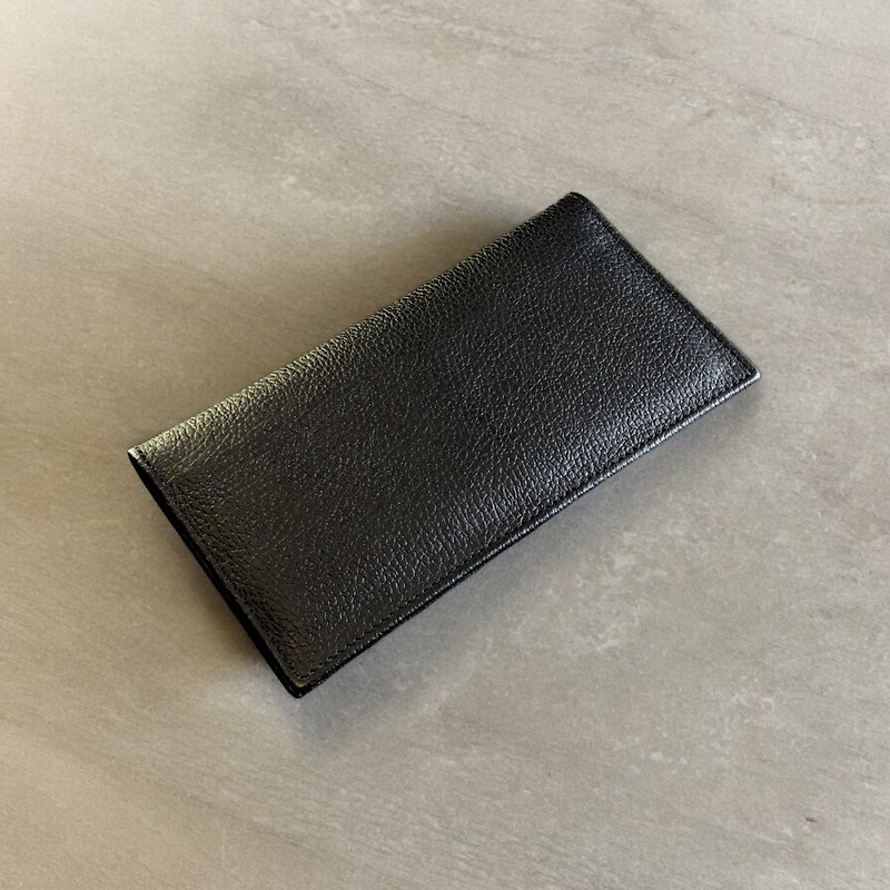 Bomboná Homme - N.3 Minimalism handmade black long wallet - กระเป๋าสตางค์ - หนังแท้ สีดำ