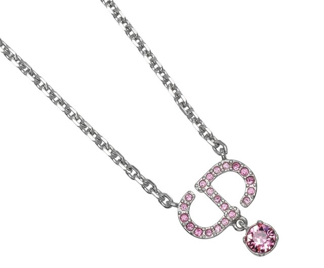 Dior シルバー ネックレス ピンクストーン ディオール ロゴ