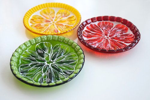 VitrasoleGlass Small decorative fused glass plates for sweets - Dessert handmade plates