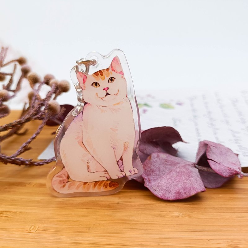 KR436高冷三花F Cold Calico Cat F 無愛想な三毛猫F/晶透吊飾 - 鑰匙圈/鑰匙包 - 塑膠 多色