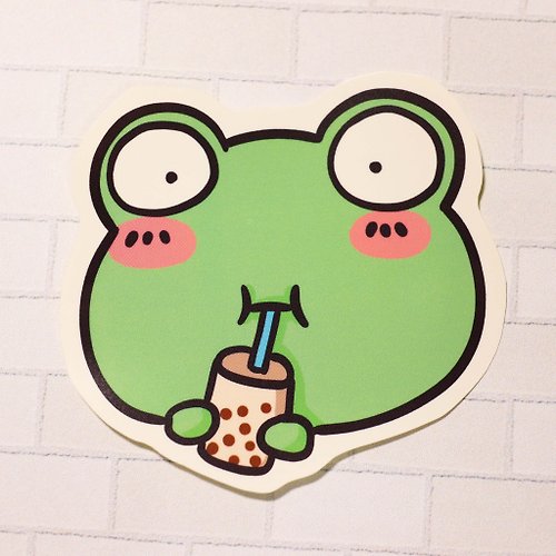 Ha! Mint 【哈蛙蛙系列】喝珍珠奶茶的蛙/ 防水貼紙