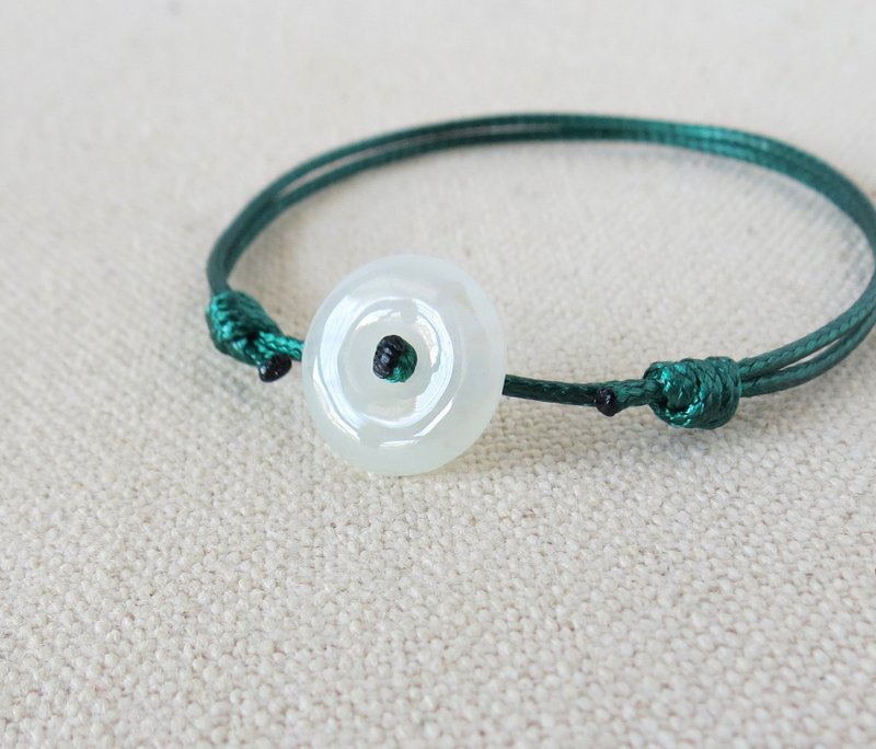 本命年【平安‧如意】平安扣翡翠韓國蠟線手鍊*GZ-18*招財、避邪 - 手鍊/手環 - 寶石 多色