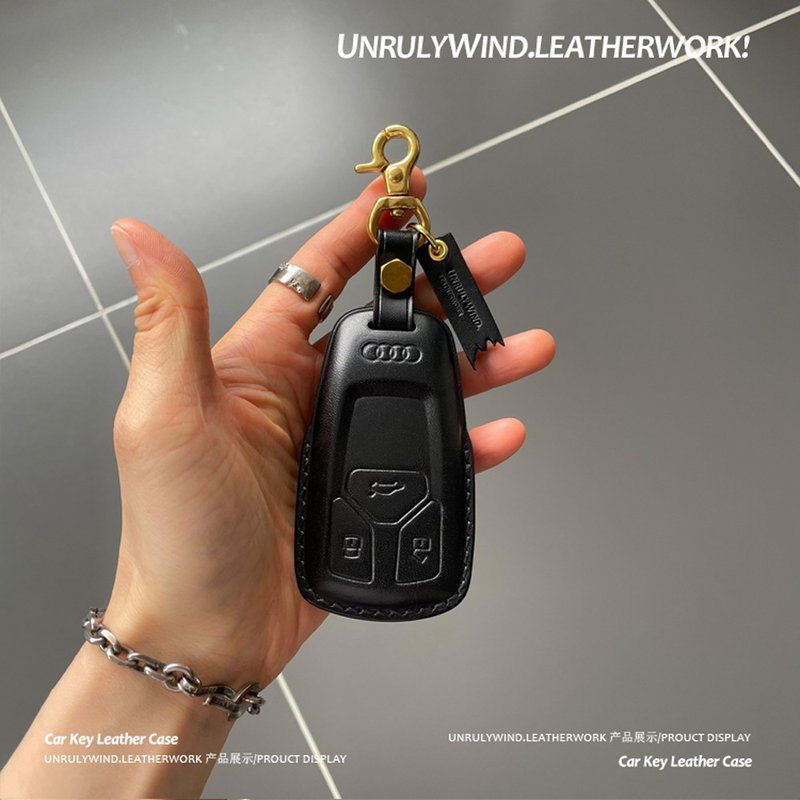 適用標車族 奧迪鑰匙套q5la4l適用a7a5q7s4男女tpu全包義大利牛皮 - 鑰匙圈/鑰匙包 - 真皮 