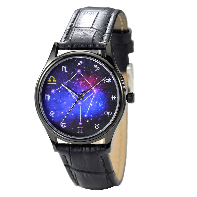 12星座ウォッチ（天秤座）世界中に無料配送 - 腕時計 - 金属 ブラック