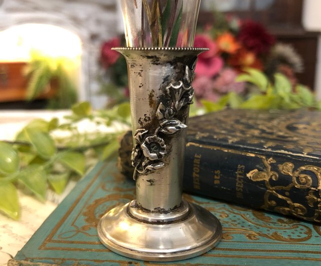 フランスのアールヌーボー様式のシルバーのミニ花瓶 - ショップ
