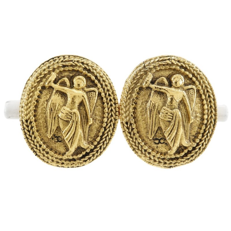 [Direct from Japan] CHANEL Angel Earrings Coco Mark Vintage Gold Plated Approx. 19.3g Women's [Used] - ต่างหู - โลหะ สีทอง