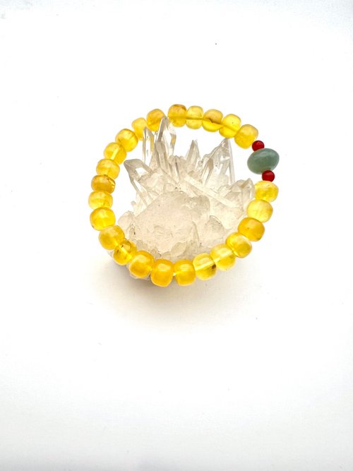 令藏齋.Treasure Jade 天然蜜蠟.緬甸A貨藍水翡翠手串(手圍14)/睡眠/定神/送禮