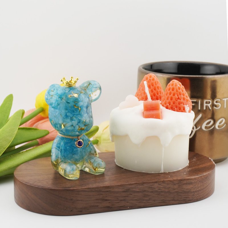 【Hourrae荷萊】 白草莓蛋糕 招財好運晶熊組 客製誕生石 - 擺飾/家飾品 - 水晶 多色