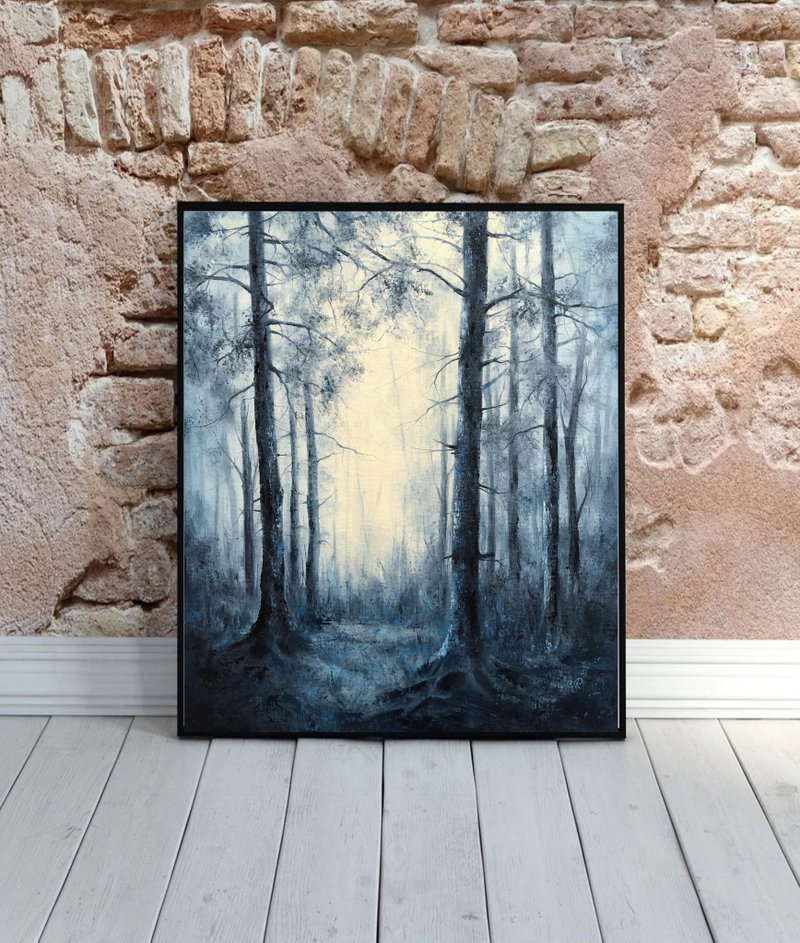 Home Decor Art Forest Landscape Painting Original - Posters - Other Materials Blue