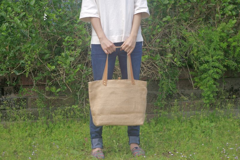 Absolute value-----Classic tote bag linen leather bag - Messenger Bags & Sling Bags - Cotton & Hemp 