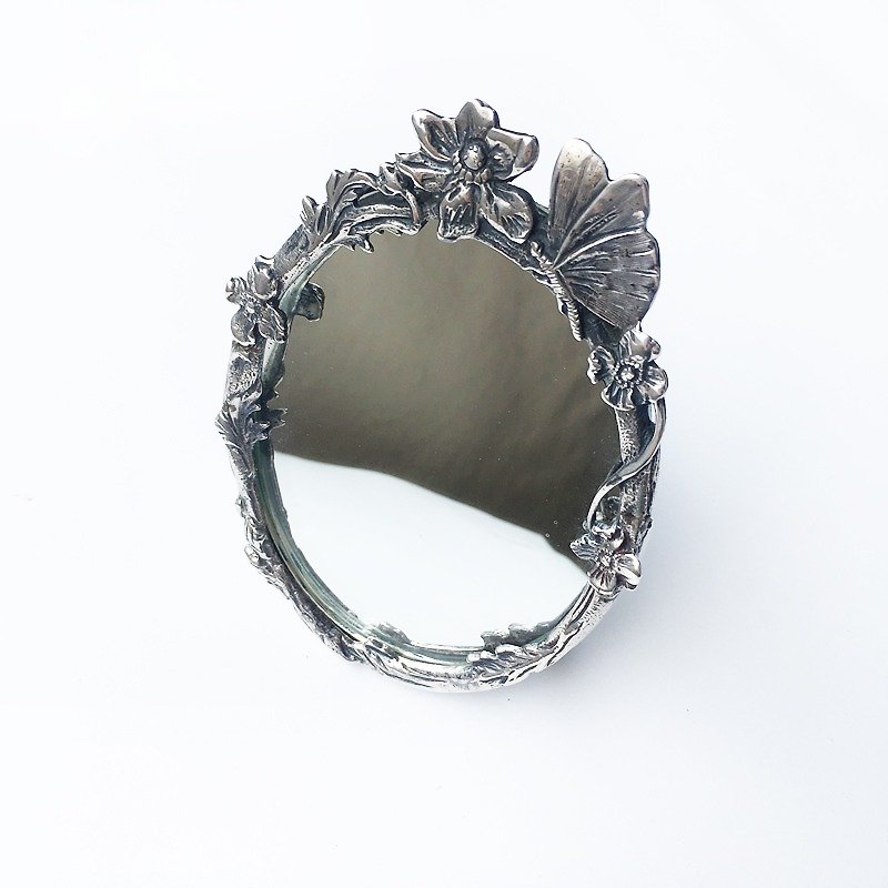 英國純銀花邊桌鏡 | 925銀 英國 精工 手作 - 裝飾/擺設  - 純銀 銀色