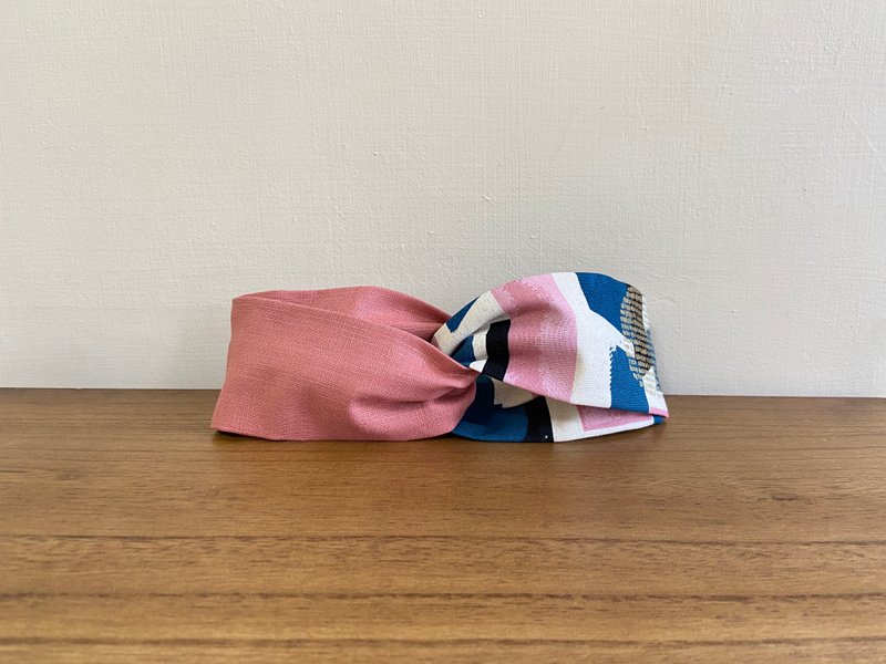 Double fight headband/ Teenage Love- Orange Pink - ที่คาดผม - ผ้าฝ้าย/ผ้าลินิน สึชมพู